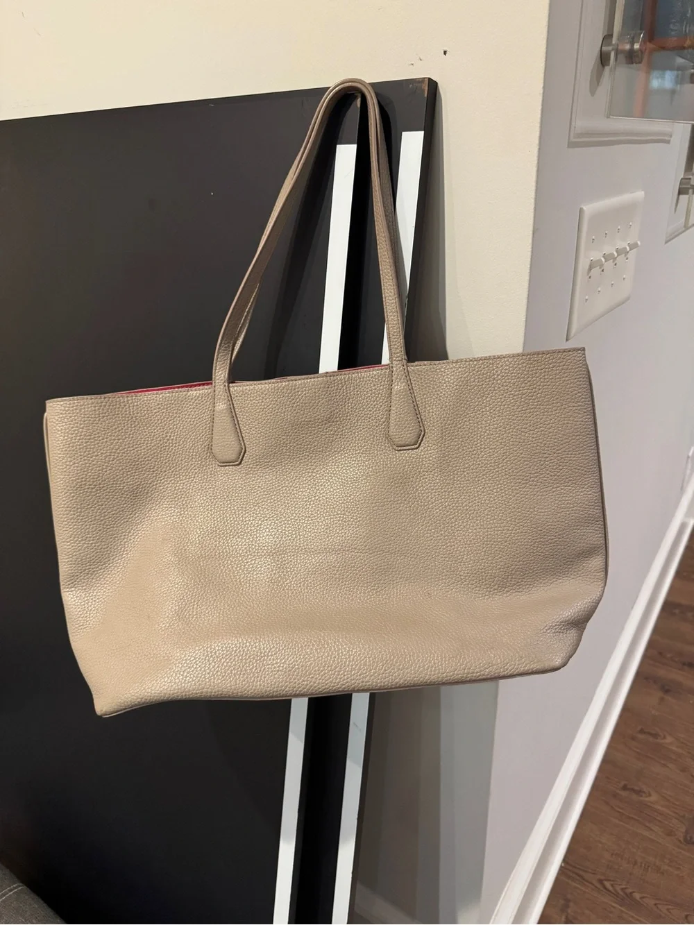 Tory Burch Pebbled Leather Neutral Tote - great condition